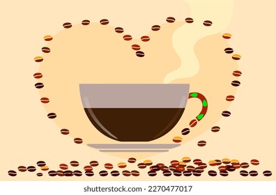 Drink coffee with friends vector illustration. cappuccino, espresso, Have a break and human hands with a cup os hot coffee. Flat retro style. Enjoy coffee your free time