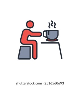 drink coffee icon. vector.Editable stroke.linear style sign for use web design,logo.Symbol illustration.