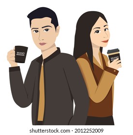 Drink Coffee Illustration vector Gesture Couple