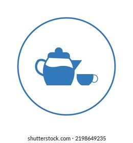 Drink coffee kettle and cup icon Circle version icon