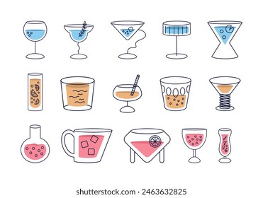 Drink Cocktail Outline Element Set