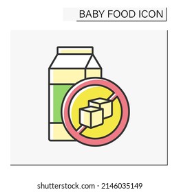 Drink color icon. Delicious organic drink in paper packing. Sugar-free. Vitamin drink. Children nutrition. Baby food concept. Isolated vector illustration