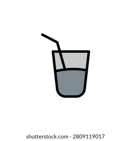 drink Colored Outline and Fill Icon, Editable Stroke, Vector Illustration