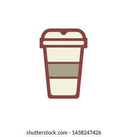 drink concept, cup illustration, red outline design, icon vector.