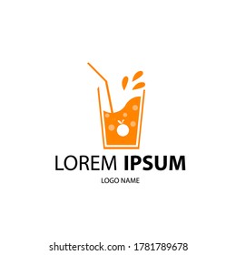 drink concept logo template in orange colored glass