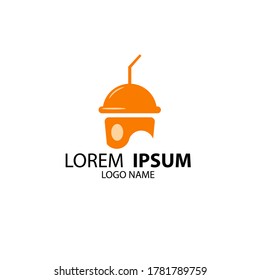 drink concept logo template in orange colored glass