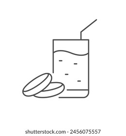 Drink and cookies line outline icon