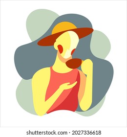 Beber una taza de ilustración vector de café