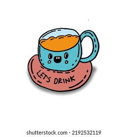 drink cup doodle vector - let's drink
