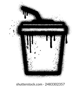 Drink cup graffiti with black spray paint.vector illustration.