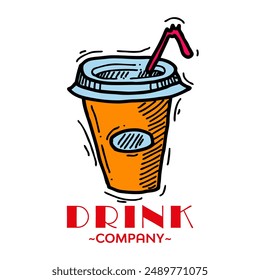 Drink cup icon logo vector illustration.