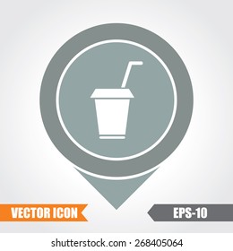 Drink cup Icon On Map Pointer. Eps.-10.
