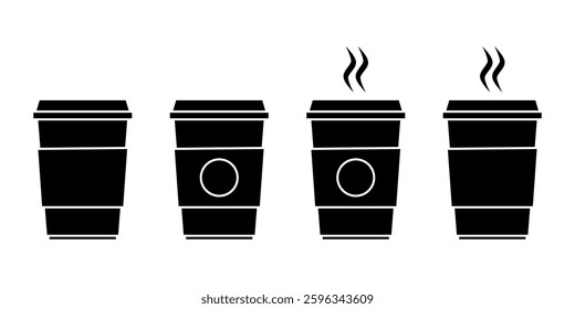 Drink Cup Icon Set. Coffee Cup Vector Icon in line style design. Drink Cup Symbol. Vector illustration.