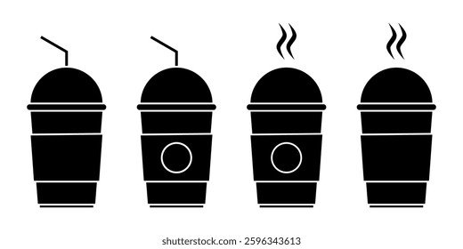 Drink Cup Icon Set. Coffee Cup Vector Icon in line style design. Drink Cup Symbol. Vector illustration.