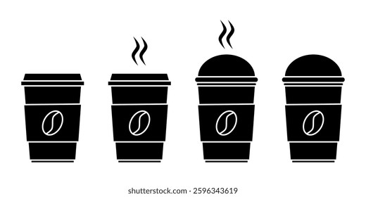 Drink Cup Icon Set. Coffee Cup Vector Icon in line style design. Drink Cup Symbol. Vector illustration.