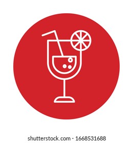 drink cup with lemon block style icon design, Beverage liquid menu restaurant lunch refreshment kitchen and meal theme Vector illustration