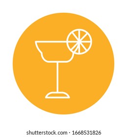 drink cup with lemon block style icon design, Beverage liquid menu restaurant lunch refreshment kitchen and meal theme Vector illustration