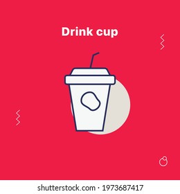 Drink cup, minimalist icon or logo illustration