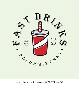 Drink cup packaging soft drink logo template Icon Design Vector Illustration.