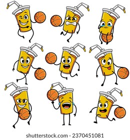 drink cup set cartoon basketball