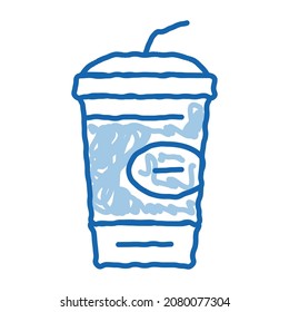 drink cup sketch icon vector. Hand drawn blue doodle line art drink cup sign. isolated symbol illustration