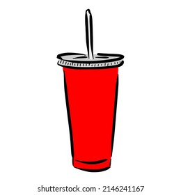 drink cup sketch in vintage colorful illustration style for restaurant cafe menu
