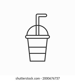 drink cup with straw icon. glass with drinking straw and water icon isolated on white background. coffee drink glass. Fresh cold beverage symbol. Vector