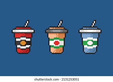 drink cup with straw in pixel style