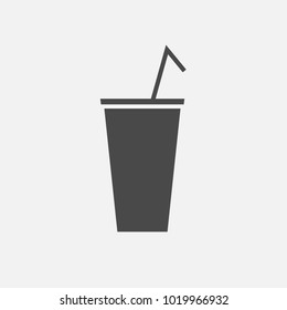 Drink cup with straw vector icon for food and web design