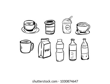drink cup tea milk doodle icon vector