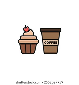 Drink and cupcake set food icon vector basic design simple and modern concept graphic