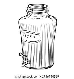Drink dispenser hand drawn vector illustration isolated on white background 
