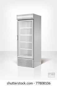 Drink display fridge with glass door. Eps10 vector