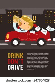 Drink do not drive - freehand drawing vector Illustration