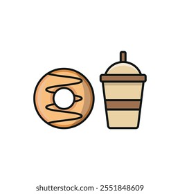 Bebida y rosquilla conjunto icono de alimentos Vector diseño básico simple y moderno concepto gráfico