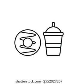 Bebida y rosquilla conjunto icono de alimentos Vector diseño básico simple y moderno concepto gráfico