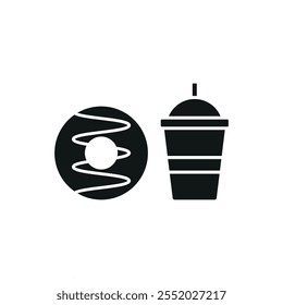 Bebida y rosquilla conjunto icono de alimentos Vector diseño básico simple y moderno concepto gráfico