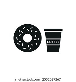 Drink and doughnut set food icon vector basic design simple and modern concept graphic