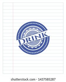 Drink draw (pen strokes). Blue ink. Vector Illustration. Detailed.