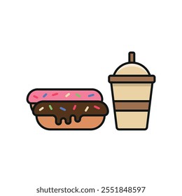 Drink and eclair set food icon vector basic design simple and modern concept graphic
