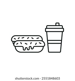 Beber e eclair definir ícone de comida vetor projeto básico simples e moderno conceito gráfico