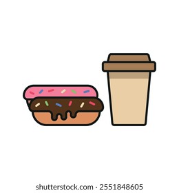 Drink and eclair set food icon vector basic design simple and modern concept graphic