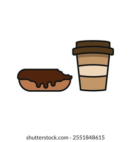 Drink and eclair set food icon vector basic design simple and modern concept graphic