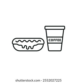 Drink and eclair set food icon vector basic design simple and modern concept graphic