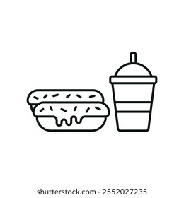 Drink and eclair set food icon vector basic design simple and modern concept graphic