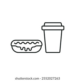 Drink and eclair set food icon vector basic design simple and modern concept graphic