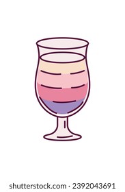 Drink element of set in flat design. This captivating image feature a tantalizing glass of multi-layered cocktail, a perfect blend of visual opulence and delicious taste. Vector illustration.