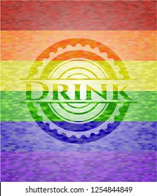 Drink emblem on mosaic background with the colors of the LGBT flag