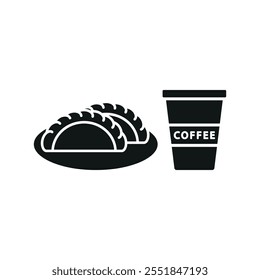 Drink and empanada set food icon vector basic design simple and modern concept graphic