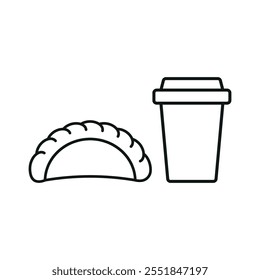 Drink and empanada set food icon vector basic design simple and modern concept graphic